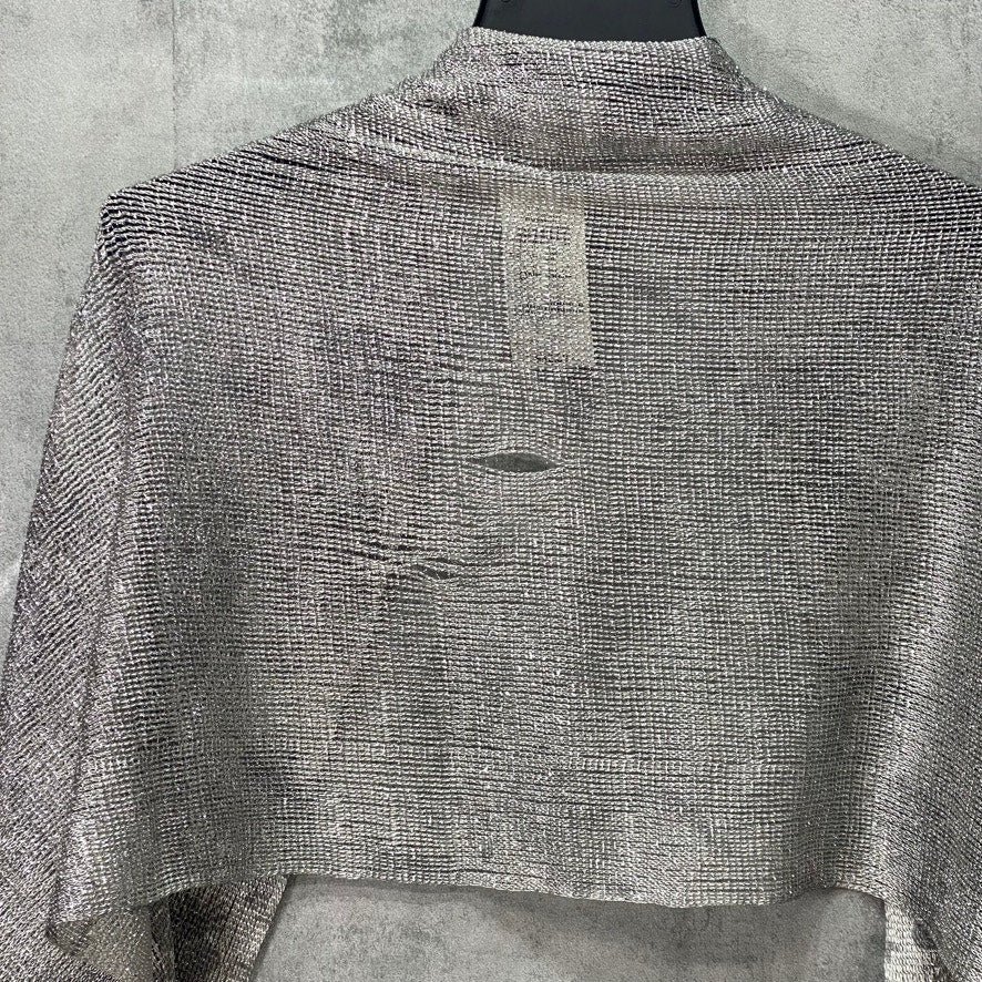 INC INGTERNATIONAL CONCEPTS Silver Floral Dream Fringed Net Wrap OS