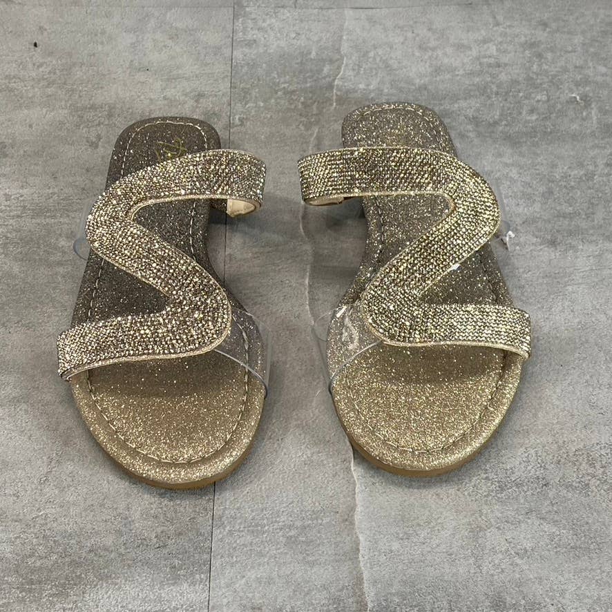 THALIA SODI Women's Champagne Ombre Bianca Rhinestone Flat Sandals SZ 5.5