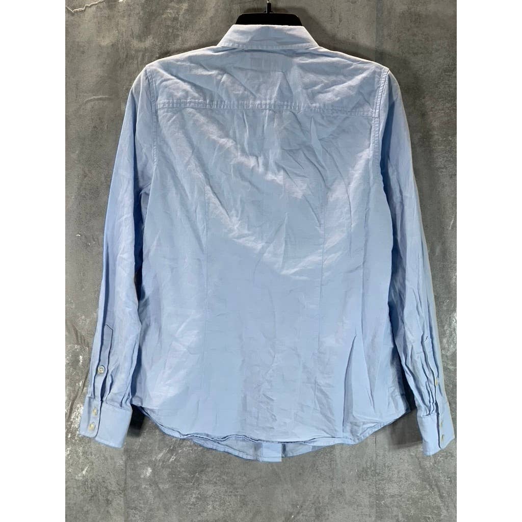 VINEYARD VINES Women's Light Blue Solid Button-Up Long-Sleeve Oxford Shirt SZ 8