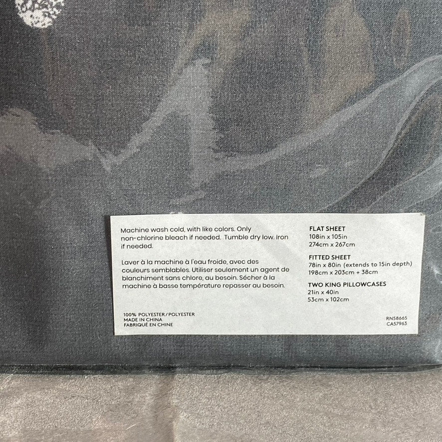 NORDSTROM RACK Gray Pearl Dot Print 4-Piece King Size Bed Sheet Set