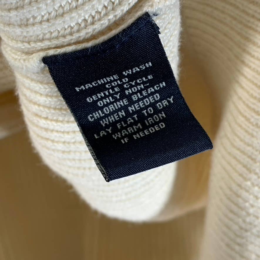 POLO JEANS CO. Men's Vintage Ivory Rib Knit Quarter-Zip Pullover Sweater SZ XL
