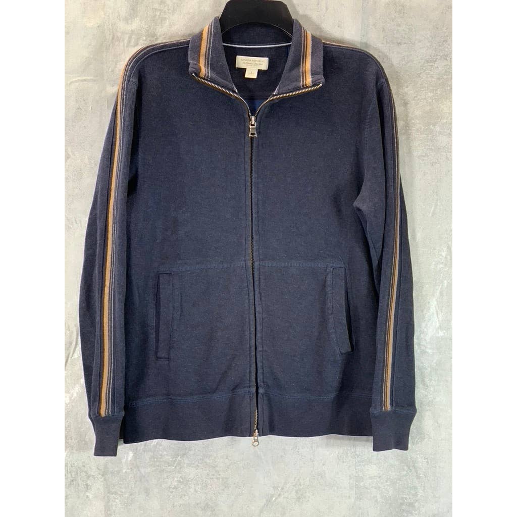 BANANA REPUBLIC Men's Navy/Gold Stripe Zip-Up Sweater SZ S