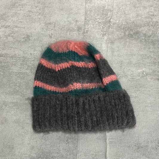 TOPSHOP Stripe Green/Pink Knit Beanie SZ OS