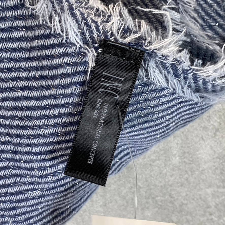 INC INTERNATIONAL CONCEPTS Women's Navy Two-Tone Shine Scarf SZ OS