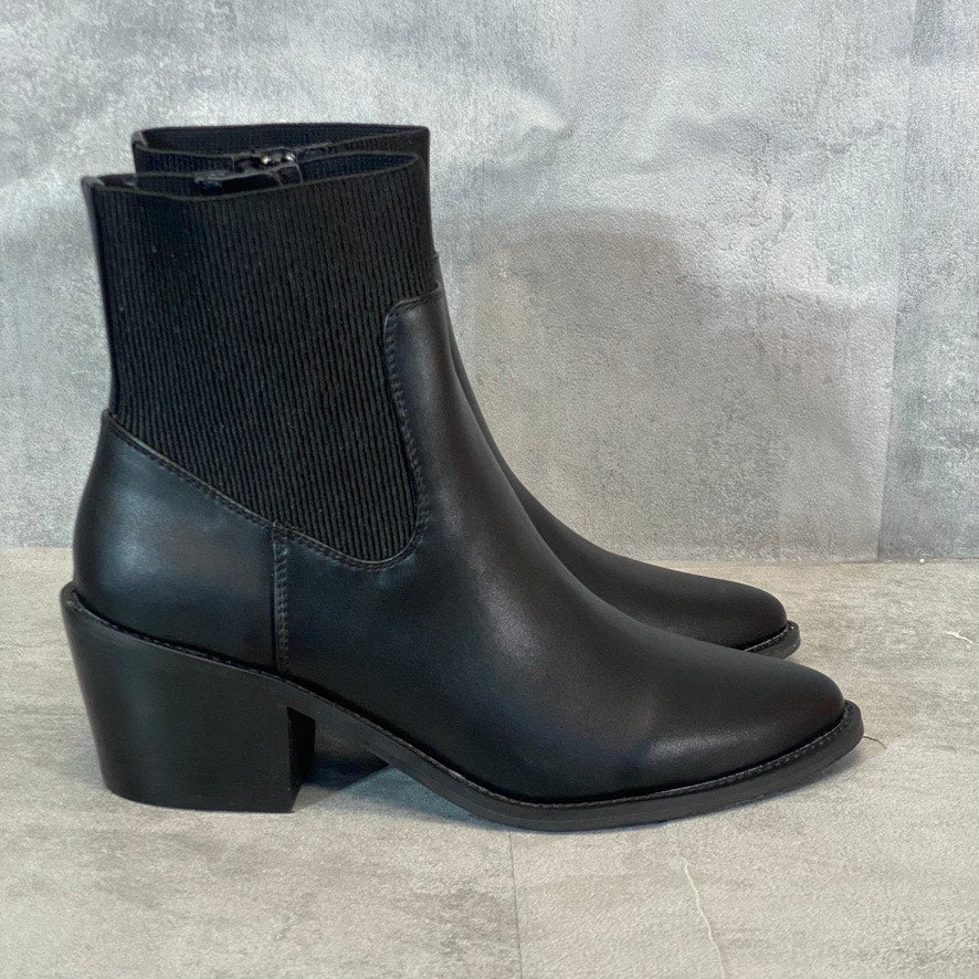 DV DOLCE VITA Black Olystia Almond-Toe Rib Fabric Shaft Block Heel Booties SZ8.5