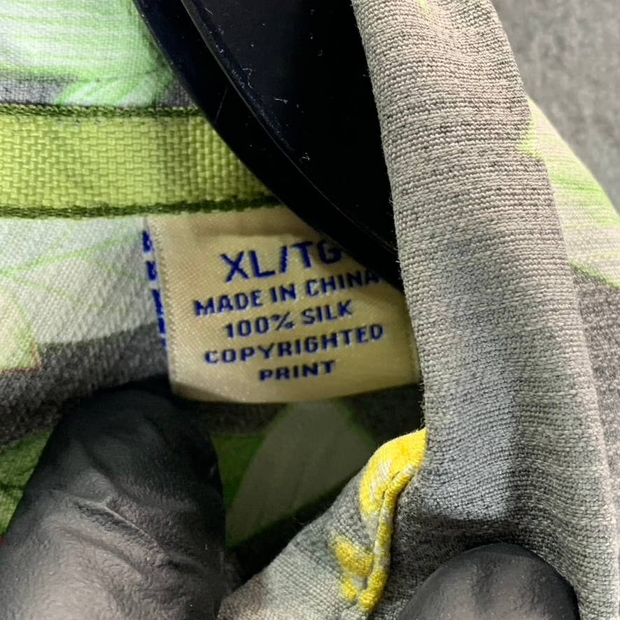 TOMMY BAHAMA Men's Grey Original-Fit Floral-Print Button-Up Silk Shirt SZ XL