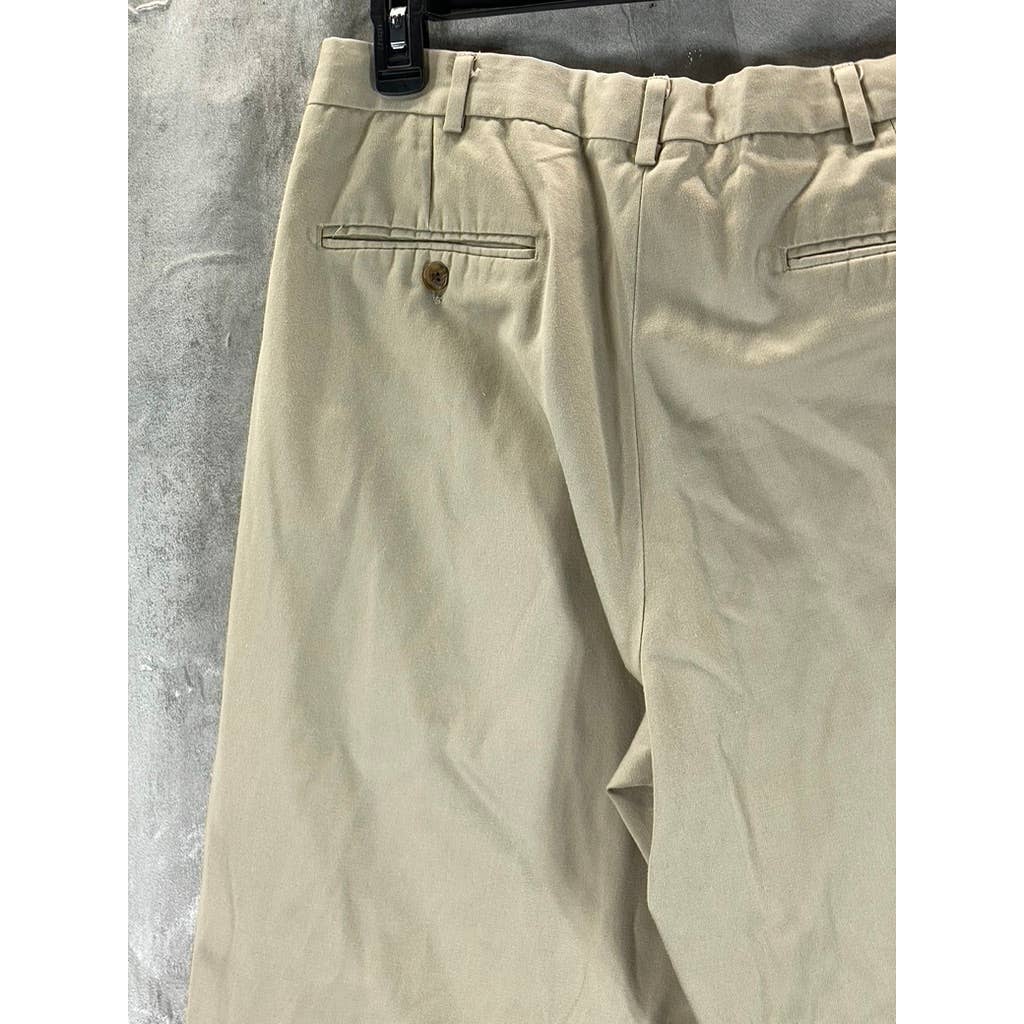 LANDS' END Men's Light Stone Pleated Regular-Fit Straight-Leg Chino Pant SZ35x29