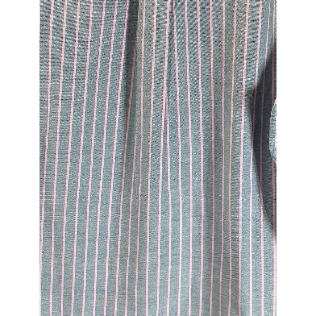 BROOKS BROTHERS Men's Gray/Pink Stripe Stretch Madison Relaxed-Fit Shirt SZ XL