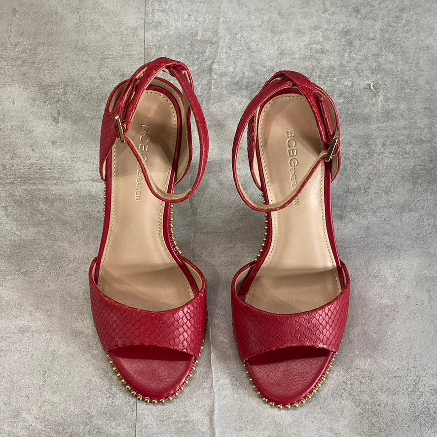 BCBGENERATION Lipstick Breach Leather Jaxina Textured Stiletto Sandals SZ 6