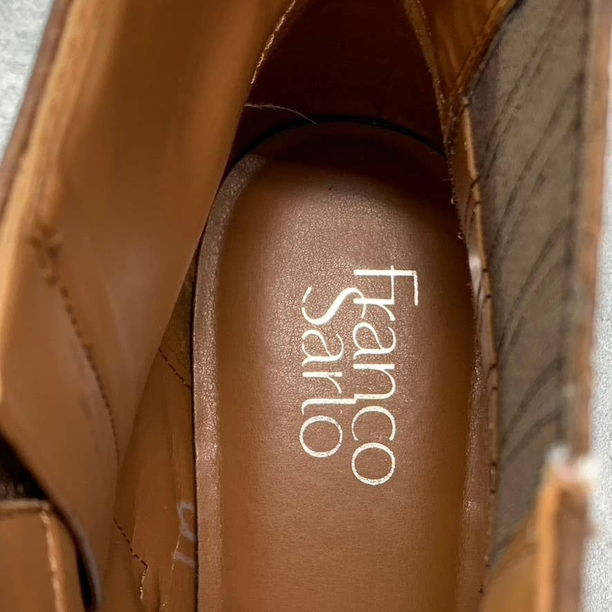 FRANCO SARTO Women's Brown Leather Linc Side-Zip Almond-Toe Booties SZ 10