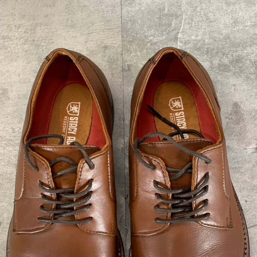 STACY ADAMS Men's Chocolate Leather Marlton Plain-Toe Lace-Up Oxfords SZ 7.5