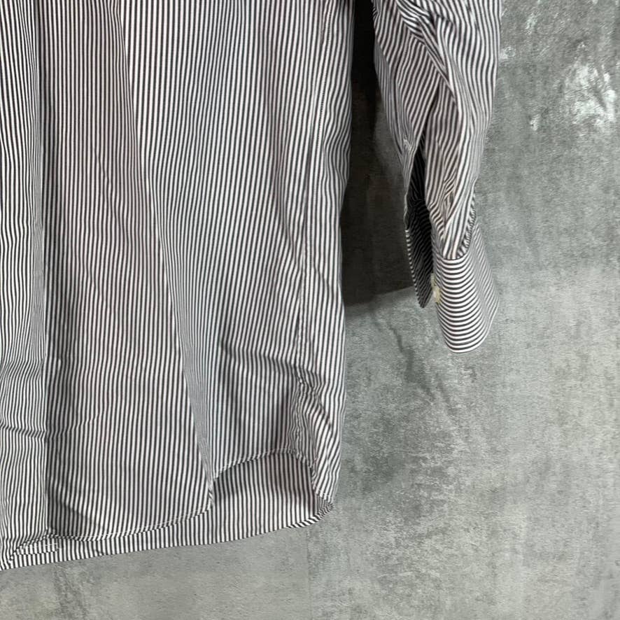 PAUL FREDRICK Men's Blue Pinstripe Button-Up Long-Sleeve Dress Shirt SZ 15.5-32