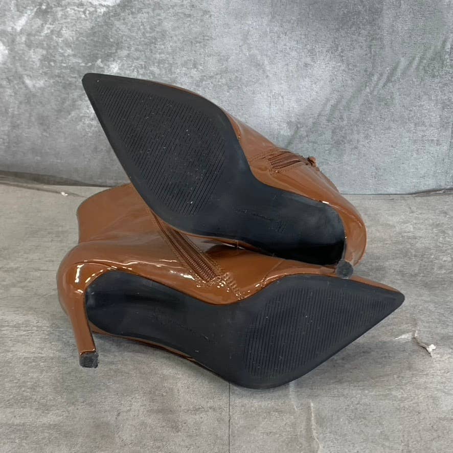 INC INTERNATIONAL CONCEPTS Women's Cognac Patent Katalina Stiletto Booties SZ5.5