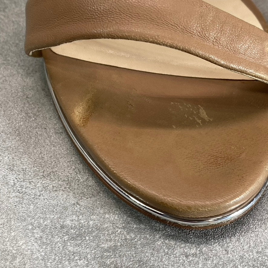 KENNETH COLE NEWYORK Women's Latte Brooke Cross Strap Heeled Round-Toe Dress Sandals SZ 10