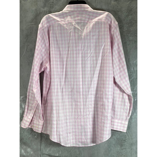 NORDSTROM MEN'S SHOP Men's Pink/White Mini Check Trim-Fit Dress Shirt SZ 17.5