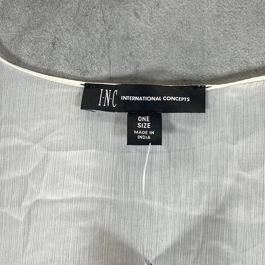 INC INTERNATIONAL CONCEPTS Women's White Open-Front Fringe Kimono Coverup SZ OS