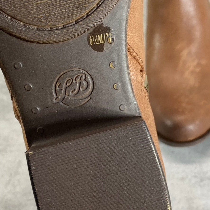 LUCKY BRAND Women's Toffee Barillos Leather Basel Double Side-Zip Block-Heel