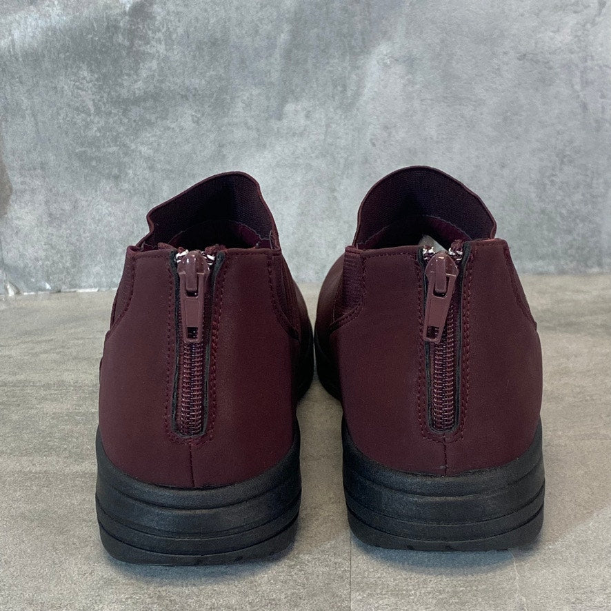 EASY STREET Burgundy Matte Nayan Slip-On Back Zipper Sneaker Booties SZ 9