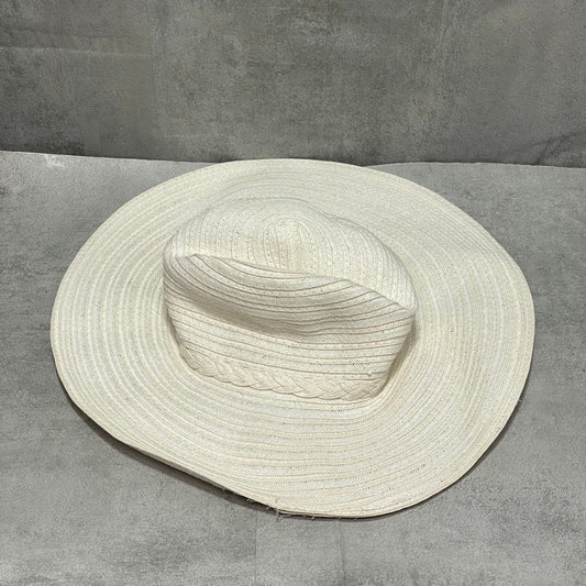 INC INTERNATIONAL CONCEPTS White Mixed Braid Floppy Hat OS