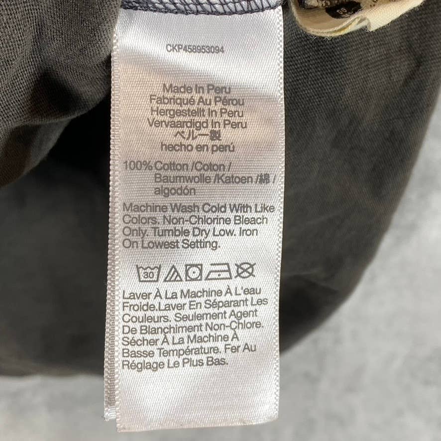 MADEWELL Men's Black Coal Garment-Dyed Crewneck Pocket Short-Sleeve T-Shirt SZXS
