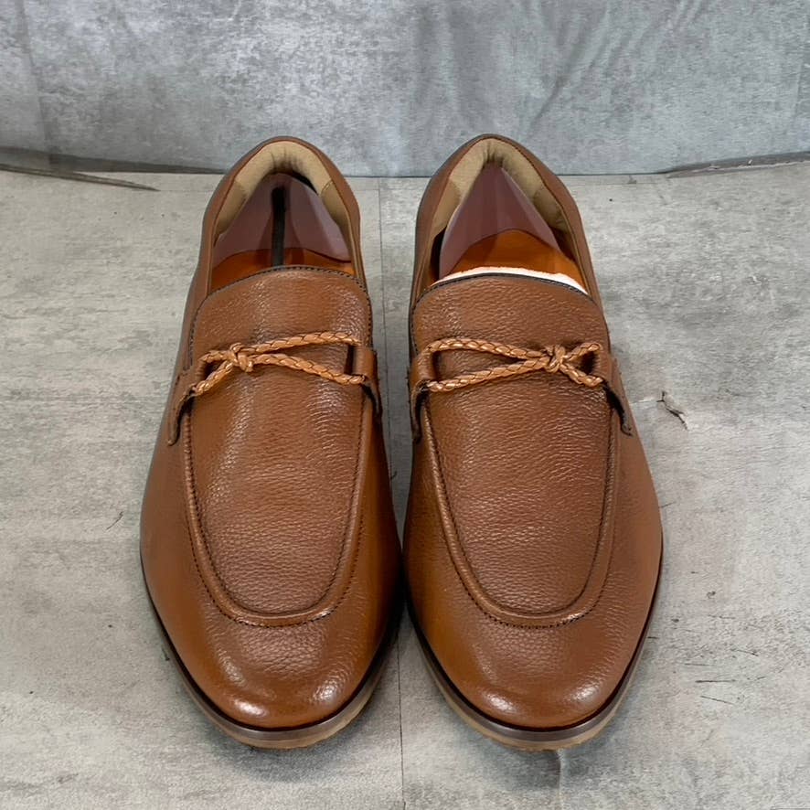 THOMAS & VINE Men's Cognac Leather Finegan Apron Toe Slip-On Loafers SZ 11
