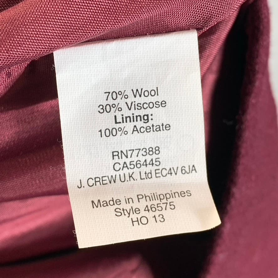 J.CREW The Pencil Skirt Women's Cabernet Rouge Double-Serge Wool Skirt SZ 0