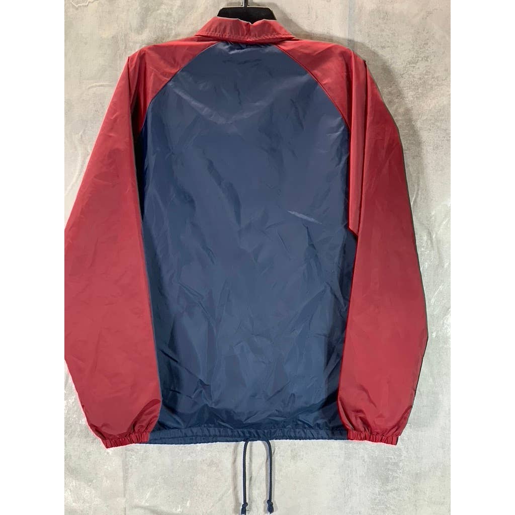 VANS Men's Navy/Burgundy Off The Wall Snap Button Windbreaker SZ M