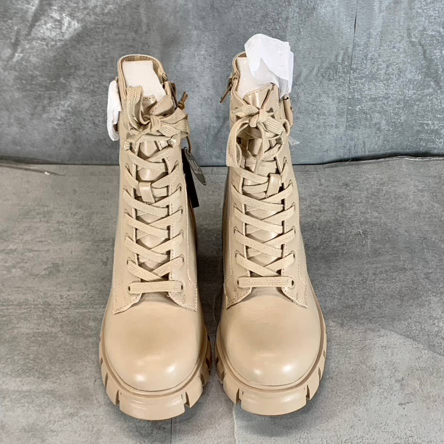MIA Women's Beige Burnis Thassie Lug-Sole Lace-Up Side-Zip Combat Boots SZ 7