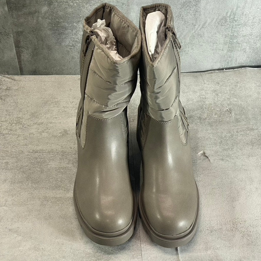 DV DOLCE VITA Women's Dark Taupe Stazie Lug-Sole Quilted Puffer Block-Heel Boots