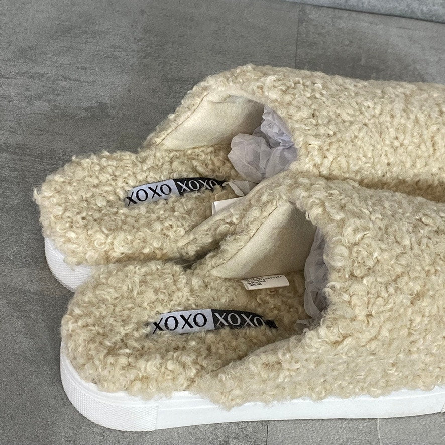 XOXO Natural Wild Cozy Faux Fur Slip-On Round-Toe Slippers SZ 8.5