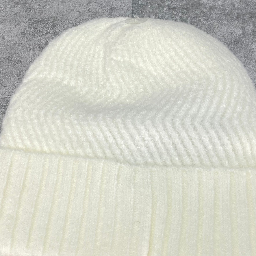 INC INTERNATIONAL CONCEPTS Ivory Chevron Knit & Ribbed Detail Beanie OS