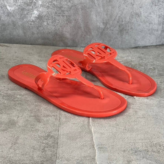 LAUREN RALPH LAUREN Women's Hayannis Port Orange Audrie Jelly Thong Sandals SZ8B