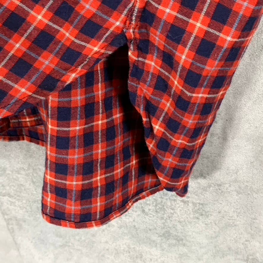 J.CREW Women's Red Plaid Brushed Twill Flannel Button-Up Long-Sleeve Top SZ 4