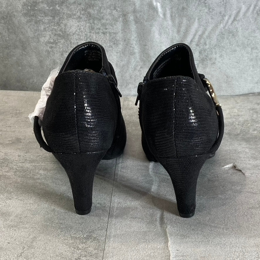 KAREN SCOTT Women's Black Microsuede Melanni Almond-Toe Slip-On Booties SZ 7