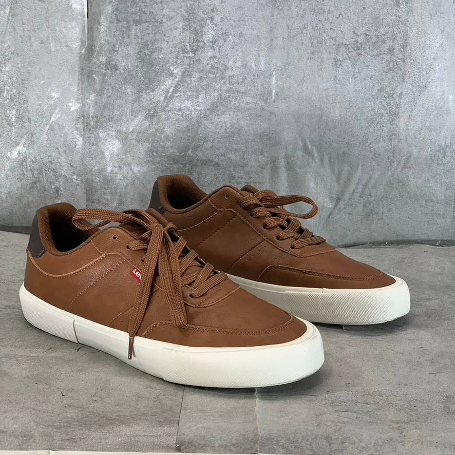 LEVI'S Men's Tan/Brown Munro NM Faux-Leather Retro Low-Top Lace-Up Sneaker SZ9.5