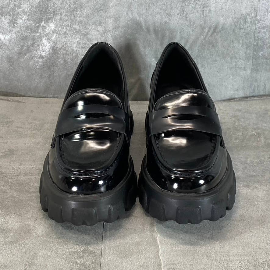 BAR III Women's Black Smooth Paz Lug-Sole Platform Slip-On Penny Loafers SZ 8