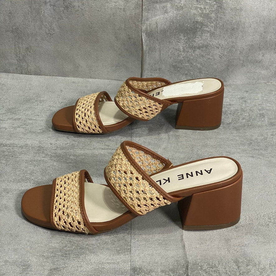 ANNE KLEIN Tan Brooke Block-Heel Slip-On Sandals SZ 7.5