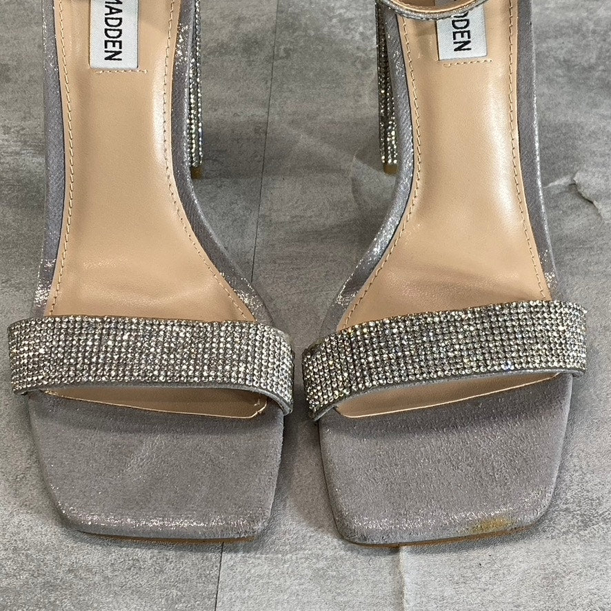 STEVE MADDEN Women's Silver Rhinestone Embellished Tiaa Square-Toe Two-Piece