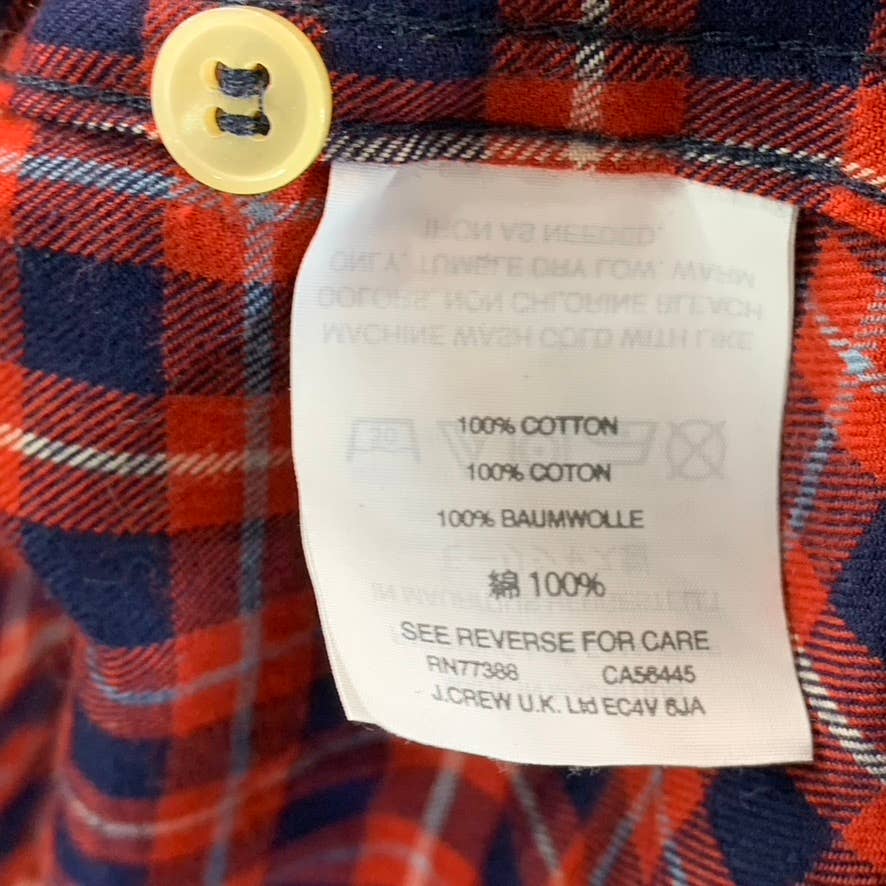J.CREW Women's Red Plaid Brushed Twill Flannel Button-Up Long-Sleeve Top SZ 4