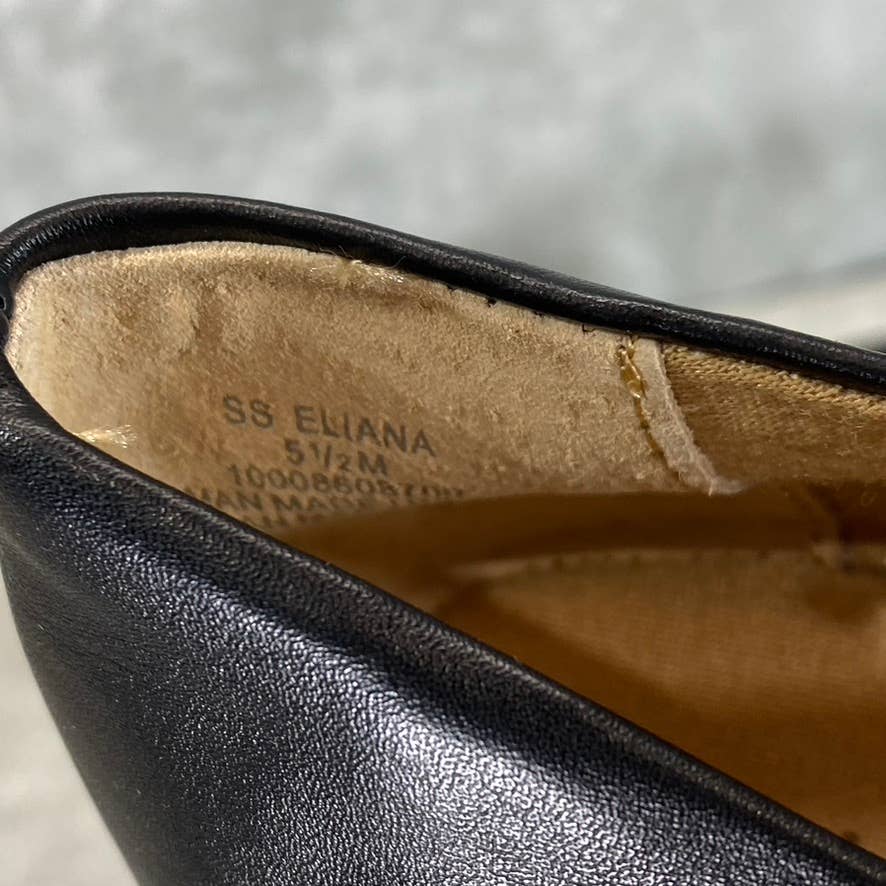 SUN+STONE Women's Black Eliana Memory Foam Round-Toe Slip-On Flats SZ 5.5