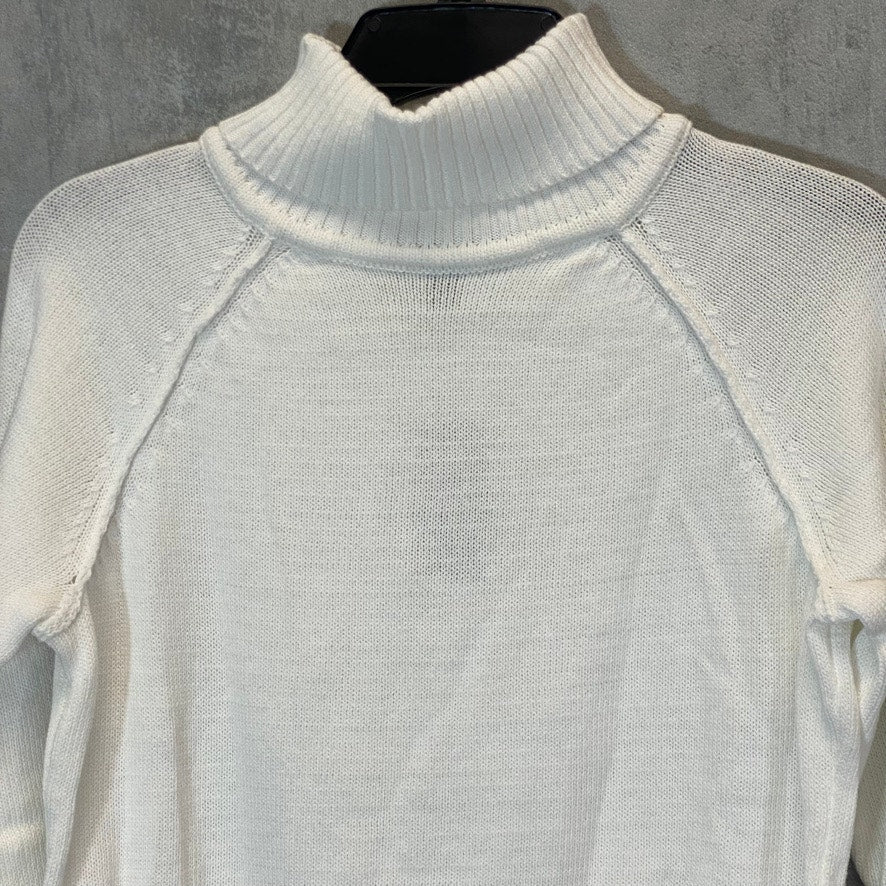 KAREN SCOTT Women's Petite Winter White Solid Ribbed Knit Turtleneck Pullover Sweater SZ P/M