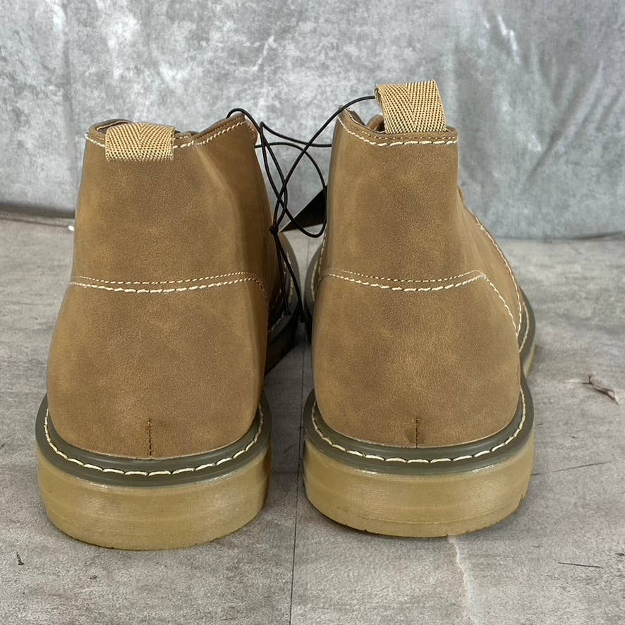 NEW YORK & COMPANY Men's Tan Faux-Leather Dooley Lace-Up Ankle Boots SZ 9
