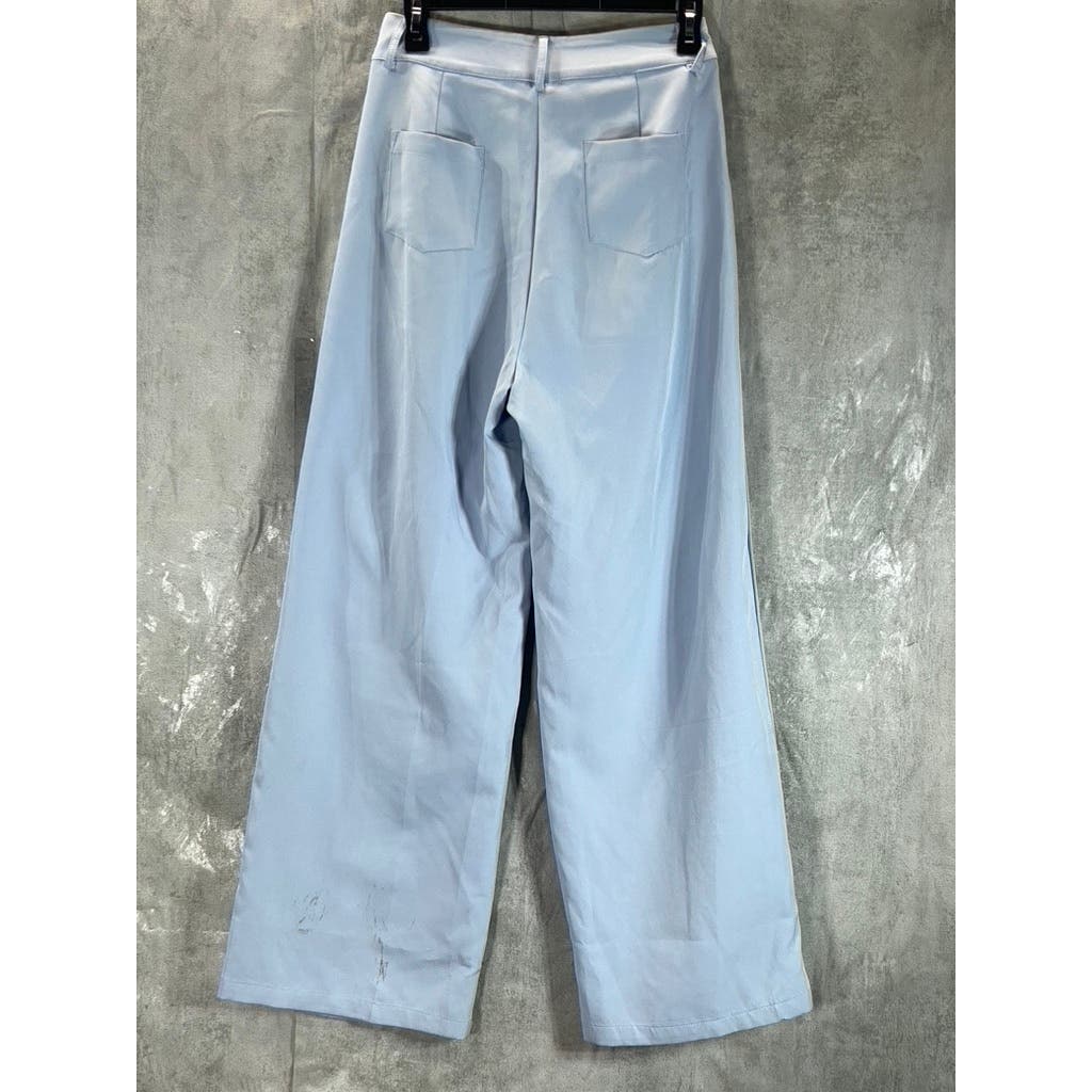 CIDER Women's Light Blue High-Waist Pleated Straight Leg Trousers SZ S(US 4)