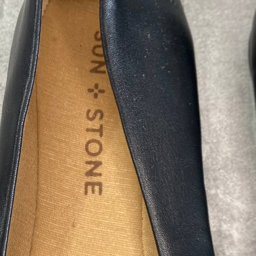 SUN+STONE Women's Black Eliana Memory Foam Round-Toe Slip-On Flats SZ 5.5