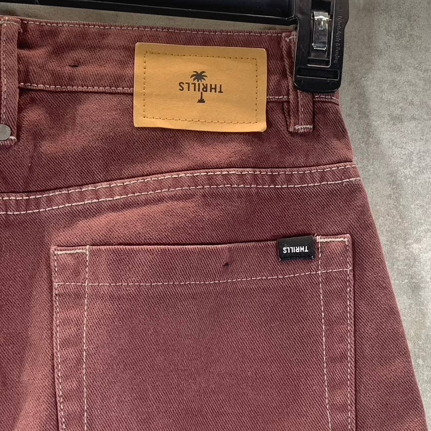 THRILLS Men's Maroon Slacker Mid-Rise Denim Bermuda Shorts SZ 30