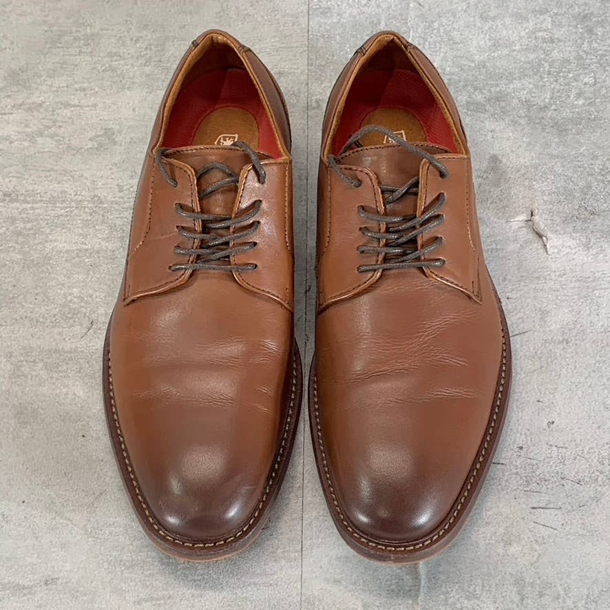 STACY ADAMS Men's Chocolate Leather Marlton Plain-Toe Lace-Up Oxfords SZ 7.5