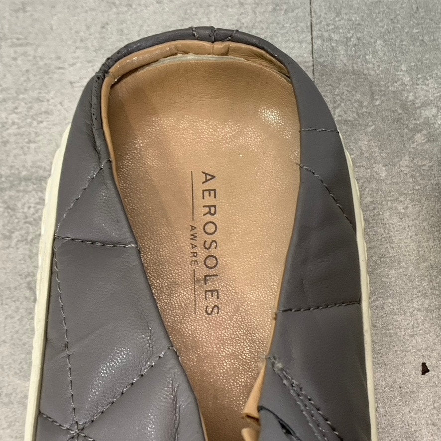 AEROSOLES Women's Dark Grey Ella Quilted Round-Toe Slip-On Sneakers SZ 7