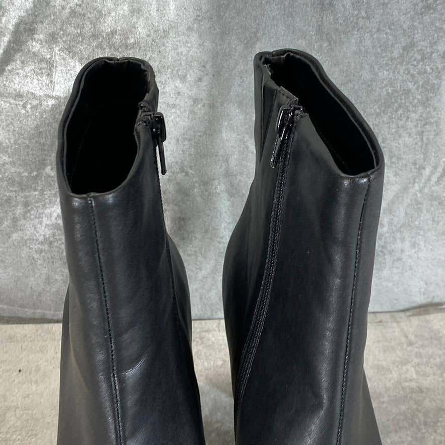 ALFANI Women's Black Faux-Leather Terrie Square-Toe Side-Zip Booties SZ 8.5