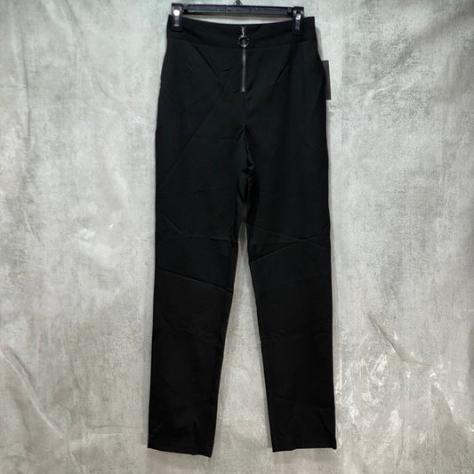 DANIELLE BERNSTEIN Black Zipper Detail Straight Leg Zip Up Pants SZ 0