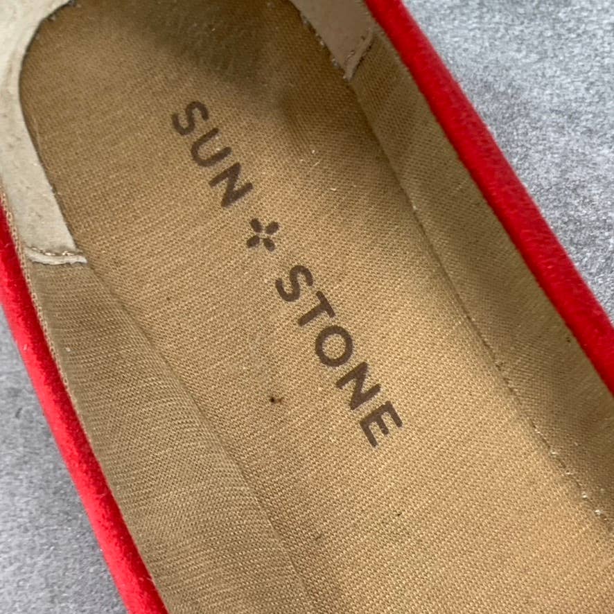 SUN+STONE Women's New Red Micro Eliana Memory Foam Round-Toe Slip-On Flats SZ7.5